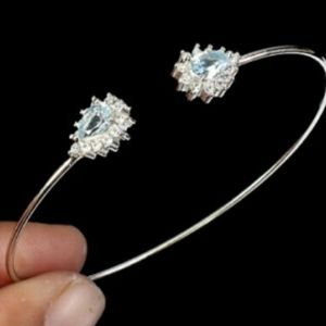 Genuine Aquamarine Bangle Bracelet bb